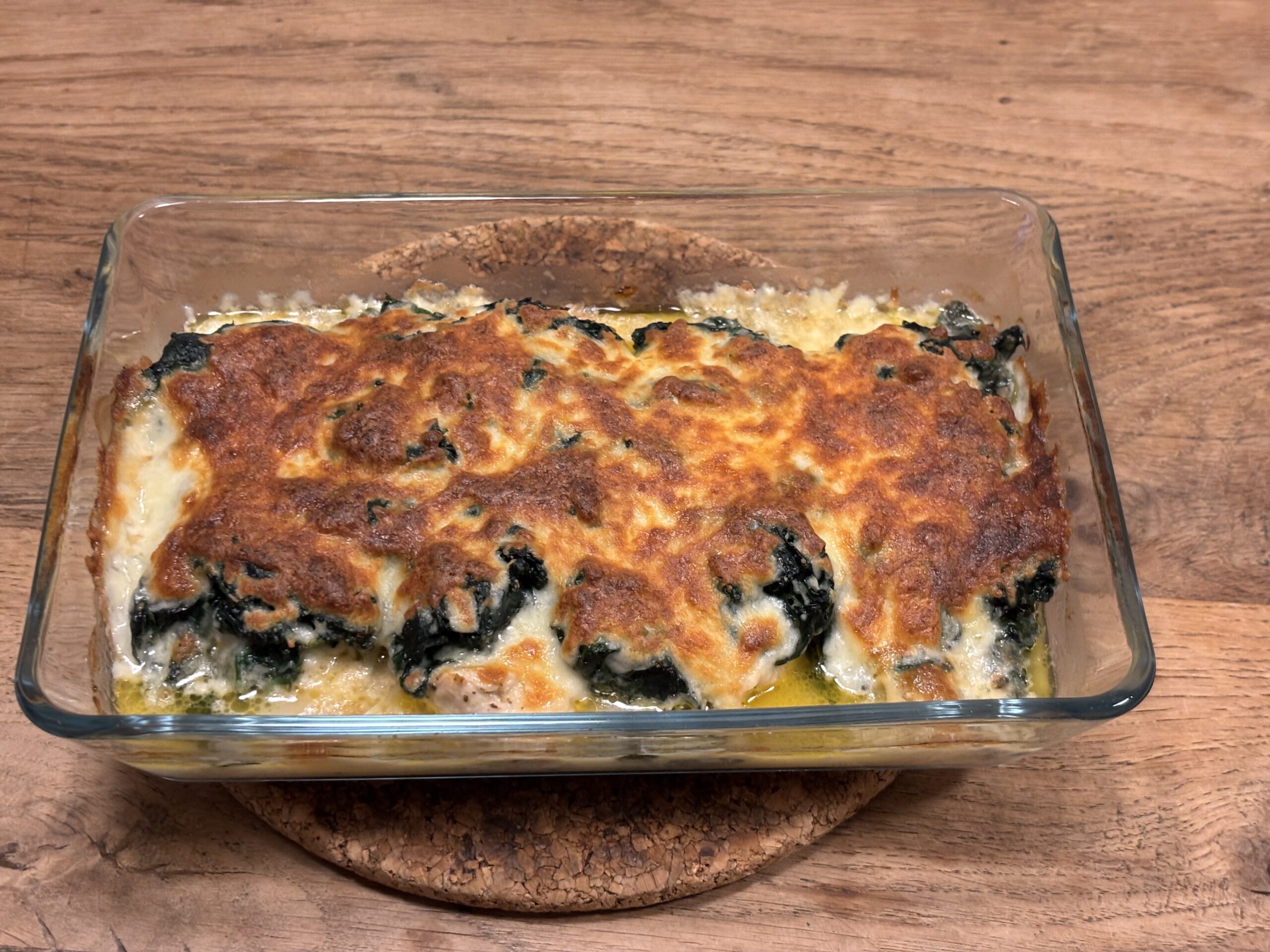 Poulet aux épinards, cottage cheese et mozzarella