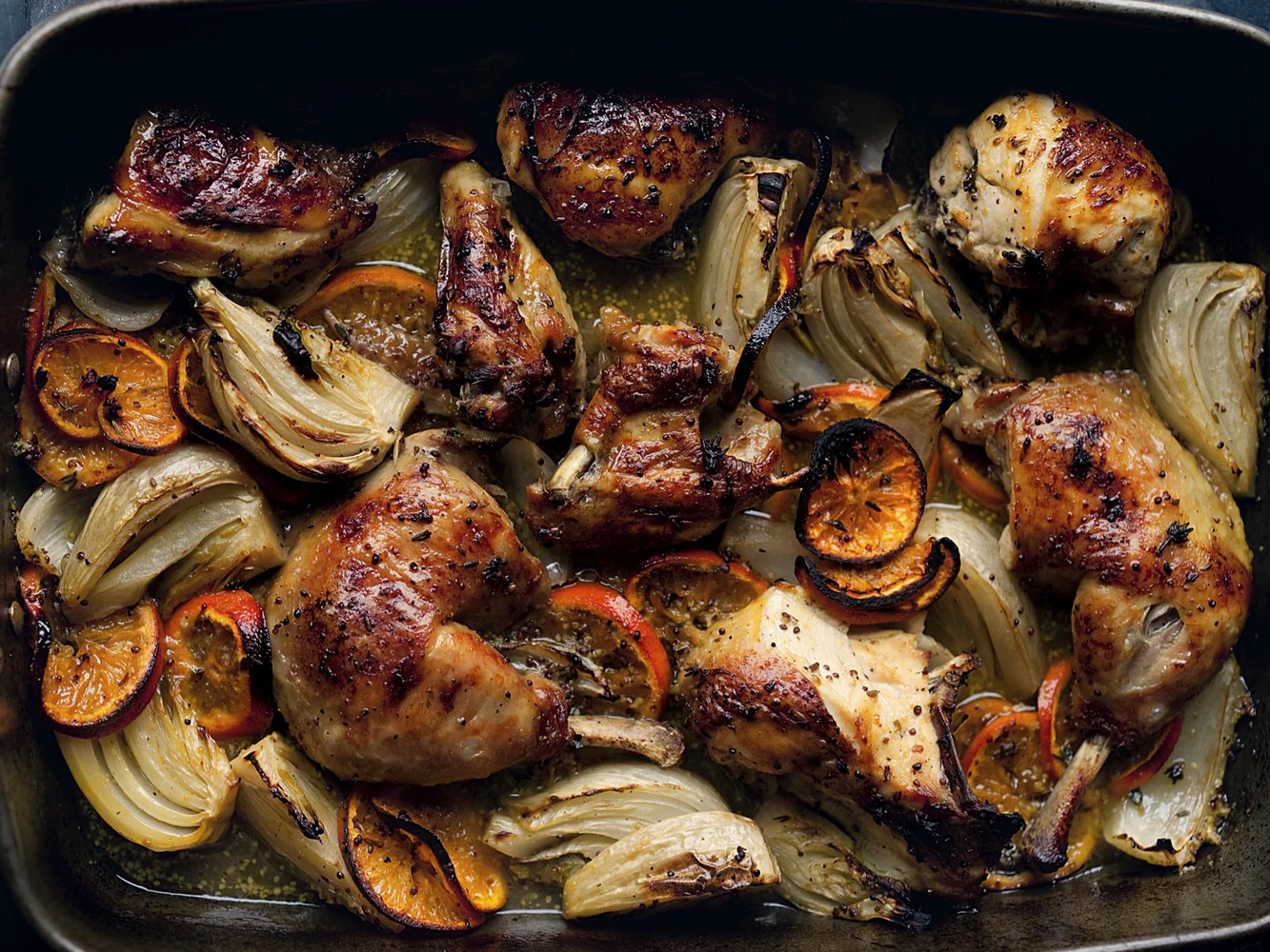 Poulet rôti aux clémentines et à l’arak